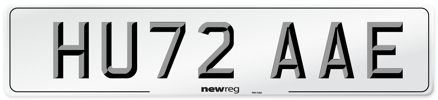 HU72 AAE Number Plate from New Reg